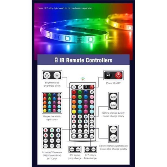 32ft LED Strip Lights Remote Control Bedroom for Indoor Use - Picture 3 of 10